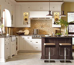 Dynasty Cabinetry  Style: Traditional Woodward  Material: Maple    Finish: Pearl